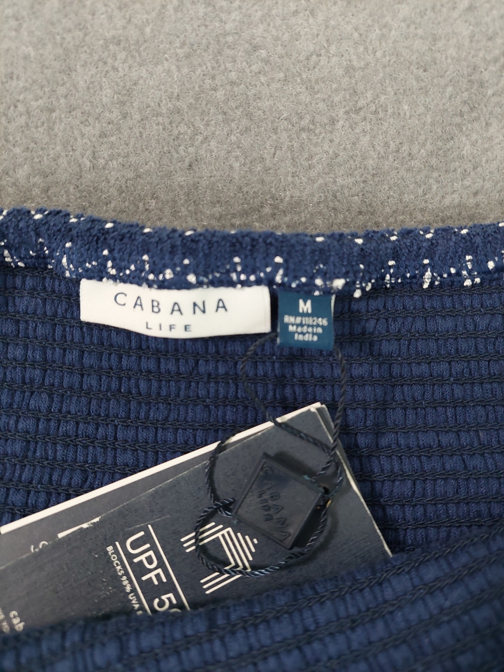 NWT Cabana Life Navy Blue Smocked Off The Shoulder Terry Tunic Dress Medium UPF - Picture 7 of 13